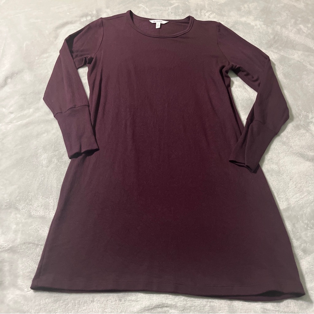 Athleta Womens Xs Long Sleeve Cut Out Back T Shirt Dress Purple Soft Modal